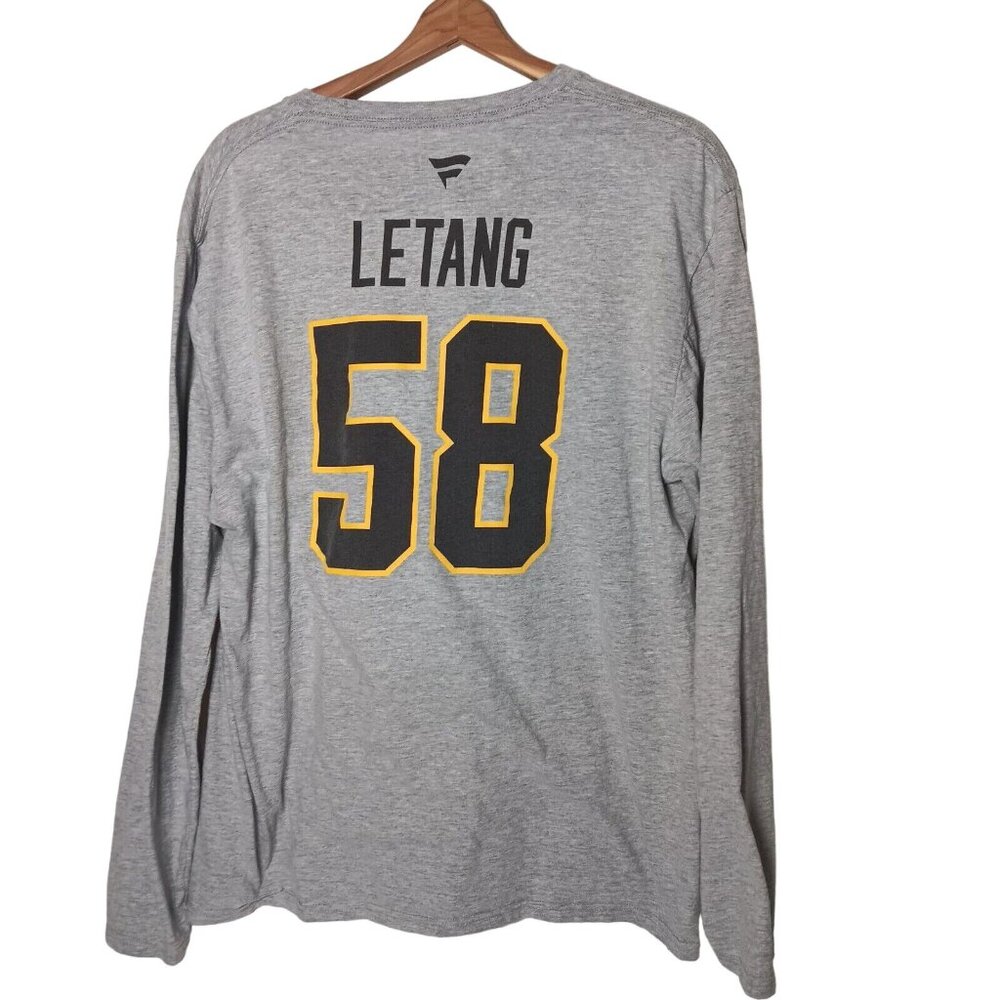 Pittsburgh Penguins Kris Letang Shirt Large Fanatics Long Sleeve Gray Hockey #58 - Picture 2 of 10